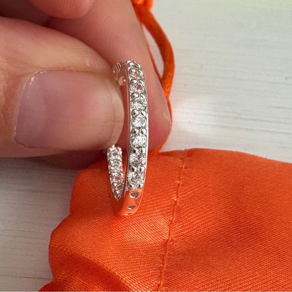 Crystal Haze Mini Serena Silver Plated CZ Hoop Earrings
